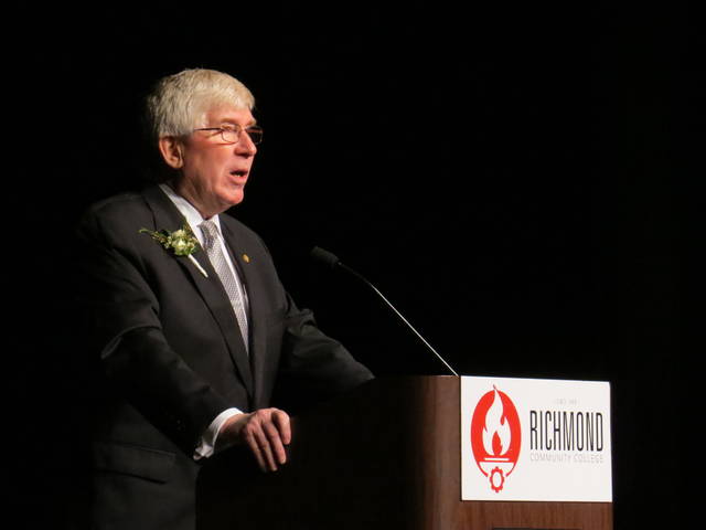 
			
				                                Daily Journal file photo
                                Sen. Tom McInnis speaks at Richmond Community College’s gala earlier this year. 
 
			
		