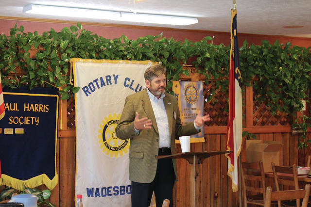 
			
				                                Wadesboro Rotary President John Marek speaks to the group during the first in-person meeting in over a year on June 3.
 
			
		